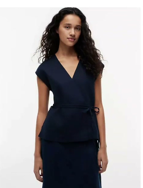 sleeveless linen blend wrap top