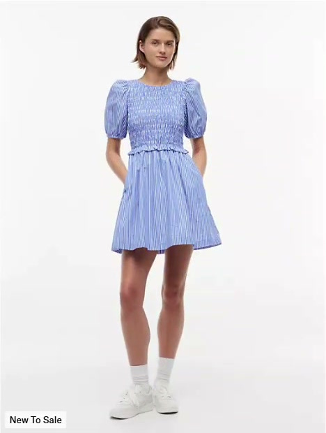 tommy jeans shirred poplin mini dress
