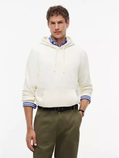 embroidered flag brushed back hoodie