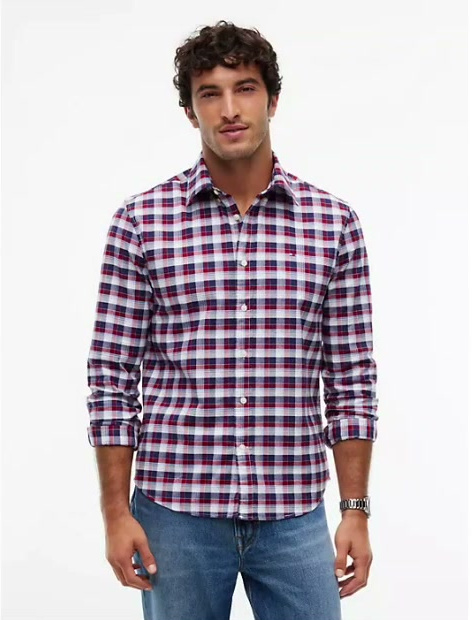 regular fit tartan oxford shirt
