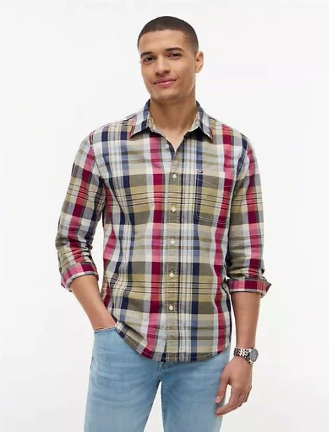 regular fit plaid pocket shirt