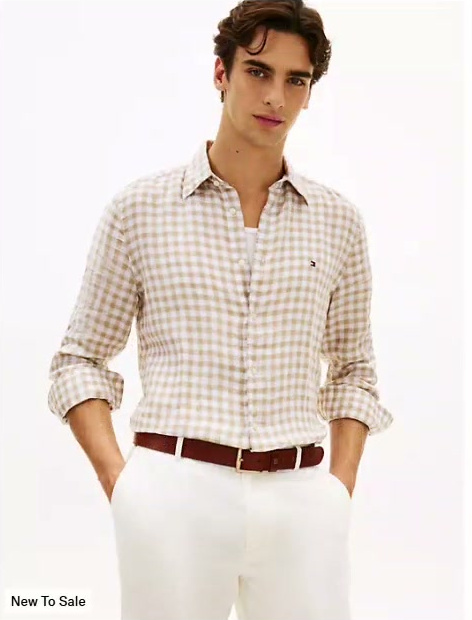 regular fit gingham linen shirt