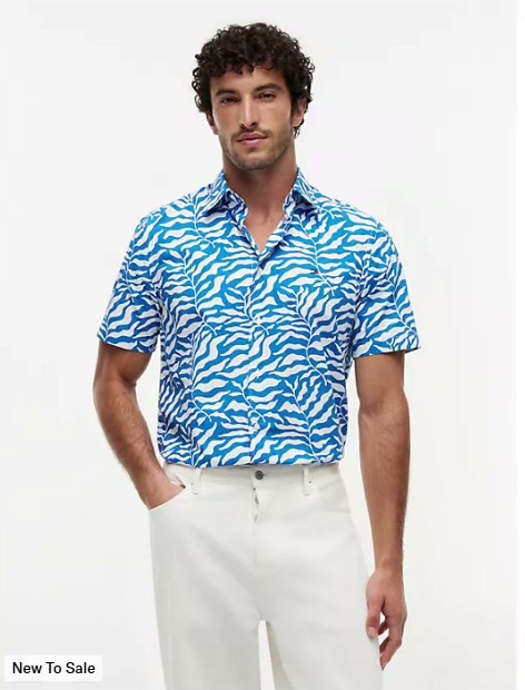 palm leaf print paper touch shirt