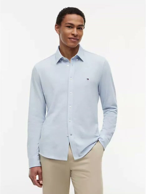 slim fit lightweight pique knit shirt