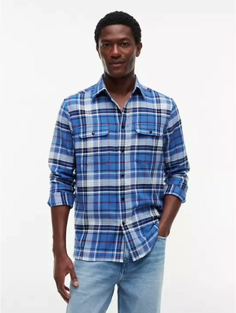 classic fit plaid brushed shirt