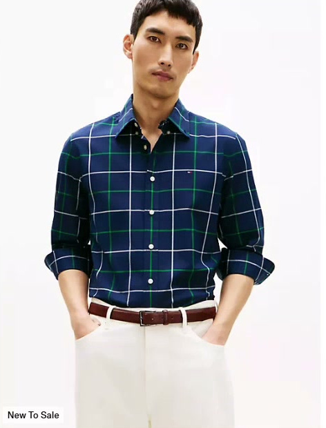 regular fit windowpane all day shirt