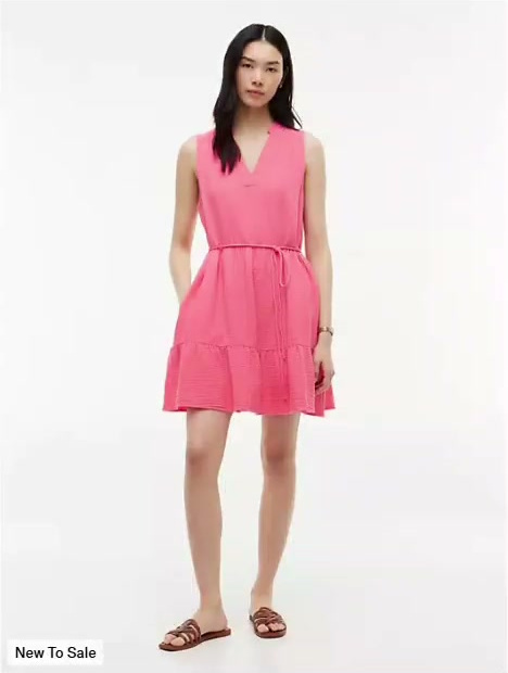 tiered cotton gauze mini dress