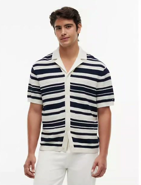 regular fit striped shirt cardigan