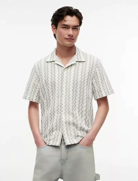 tommy jeans open weave camp shirt