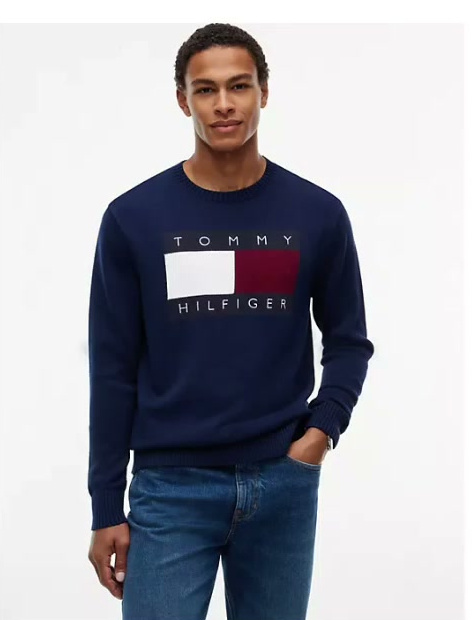 intarsia flag logo crewneck sweater