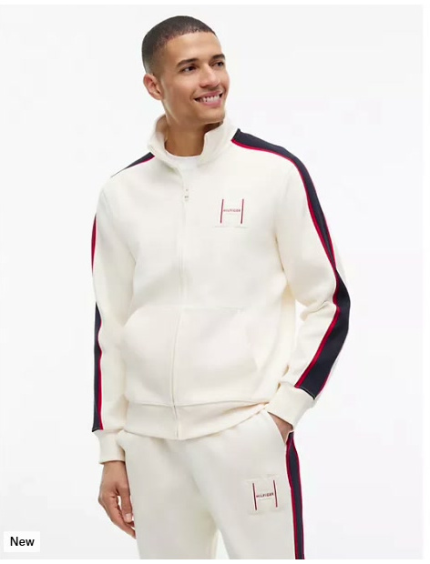 h logo patch pique zip jacket