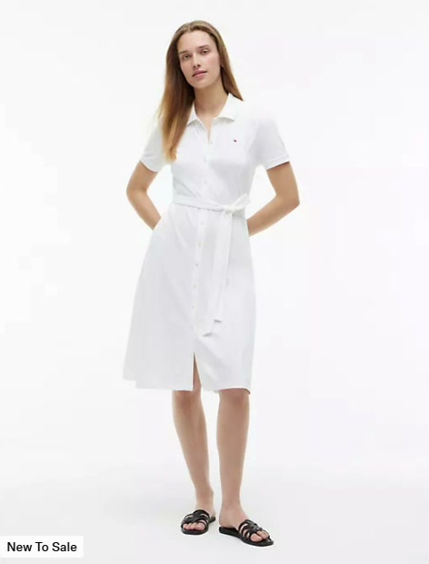 short sleeve stretch midi polo dress