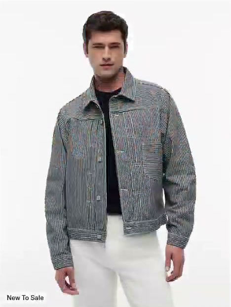 striped denim jacket