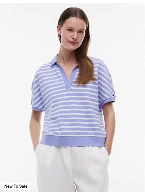 relaxed fit heathered stripe polo