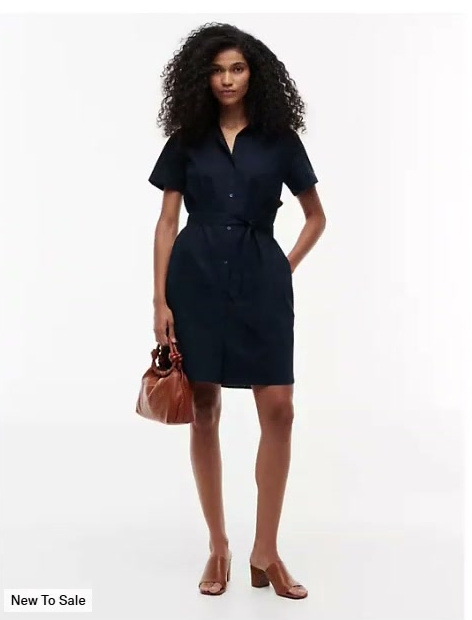 belted linen cotton blend shirtdress