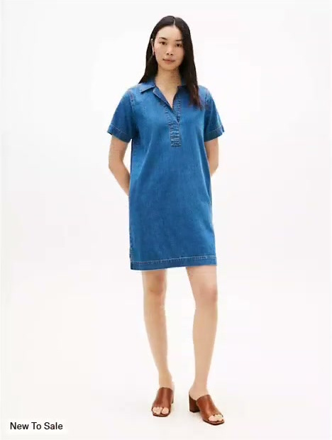 open placket denim mini dress