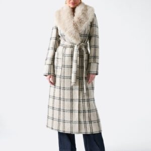 charlize sequin plaid wrap coat