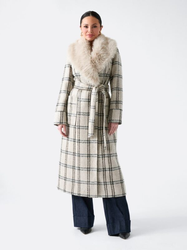 charlize sequin plaid wrap coat
