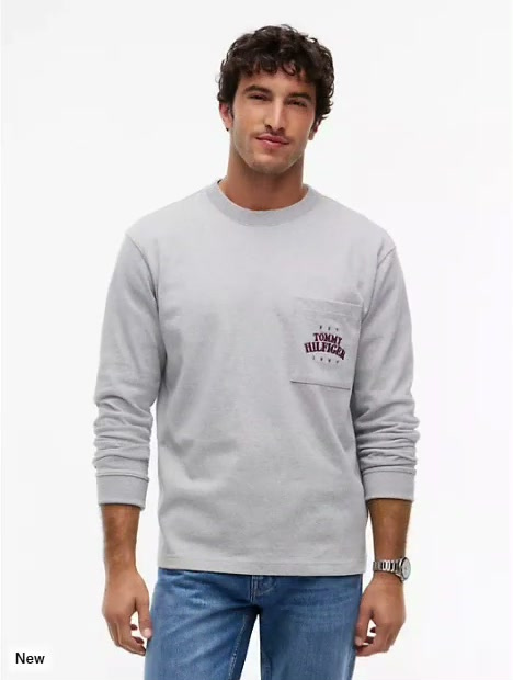 relaxed fit varsity logo pocket t shirt