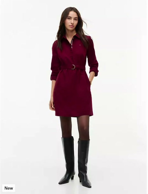 belted oxford shirtdress
