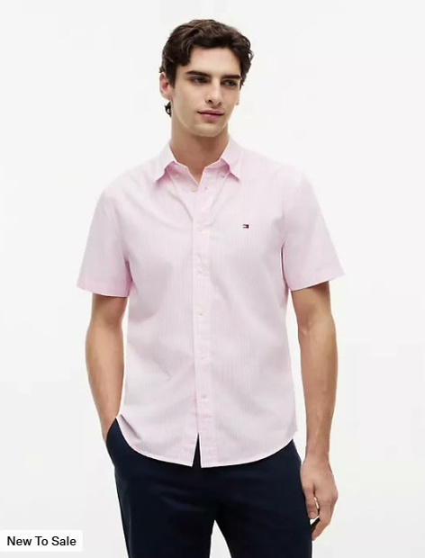 regular fit short sleeve striped shirt