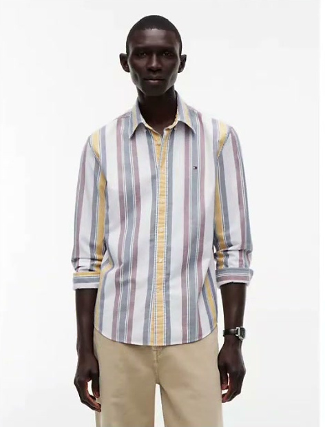 regular fit multi striped oxford shirt