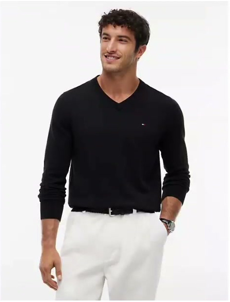 solid logo v neck sweater