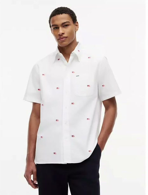 classic fit allover flag oxford shirt