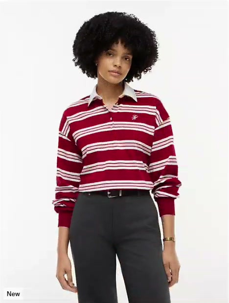 script monogram striped rugby sweatshirt