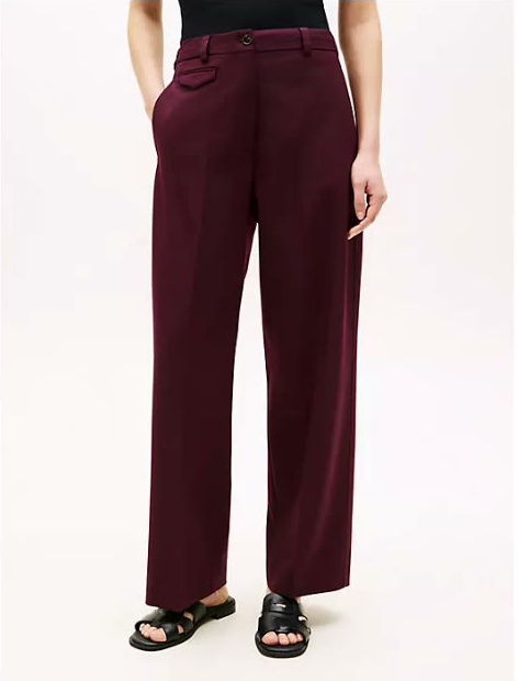 wool blend loose straight pant