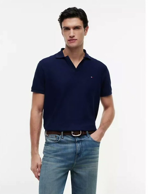 regular fit open placket polo