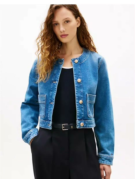 medium wash denim lady jacket