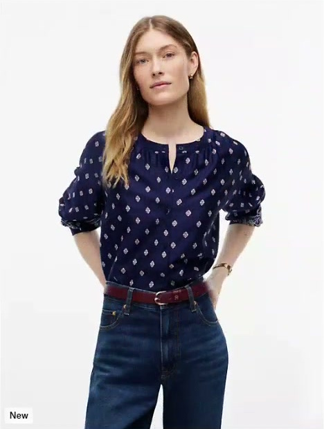 relaxed fit foulard print sateen blouse