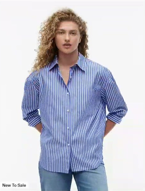 oversized fit striped poplin shirt