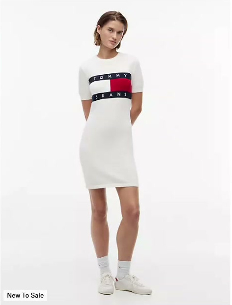 tommy jeans flag logo sweater dress
