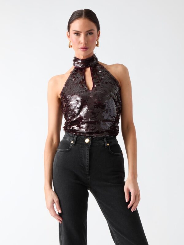 misty sequin halter top