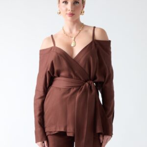 eco greta linen blend wrap tunic