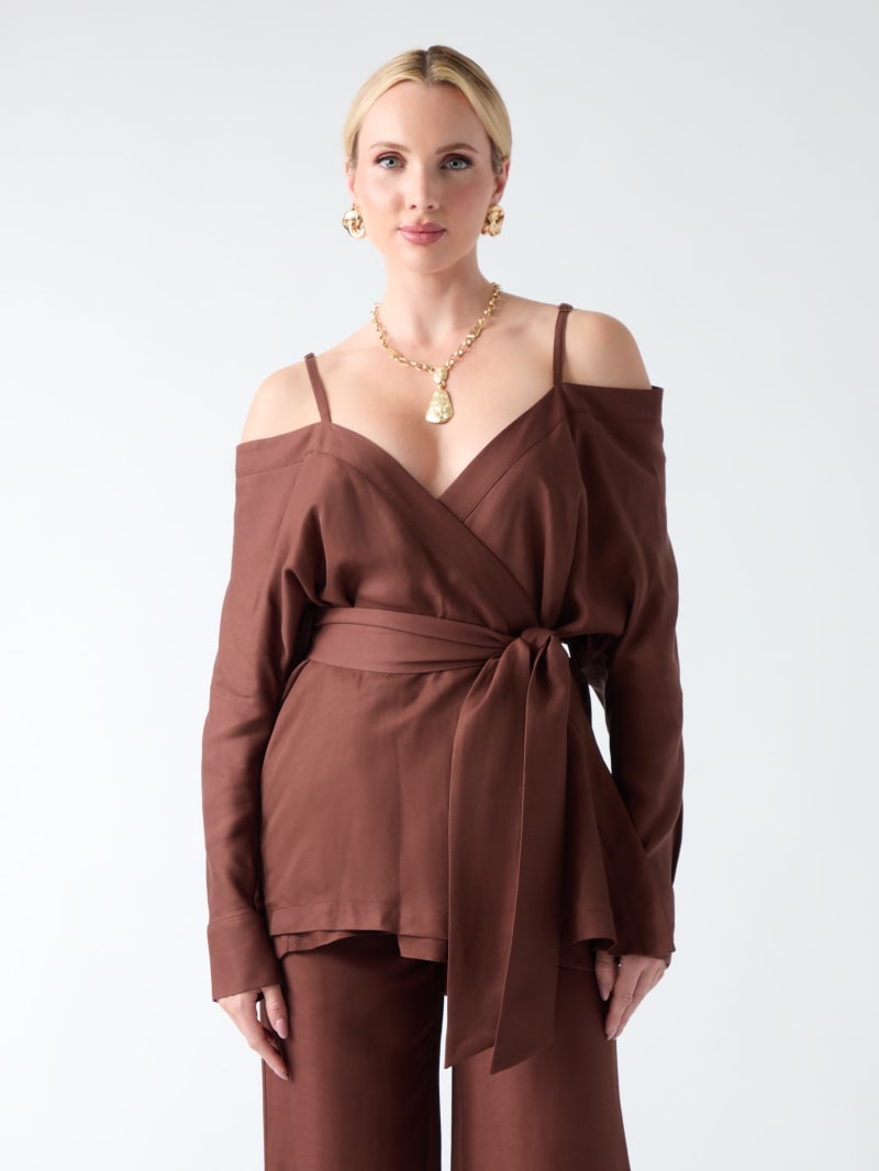 eco greta linen blend wrap tunic eco greta linen blend wrap tunic