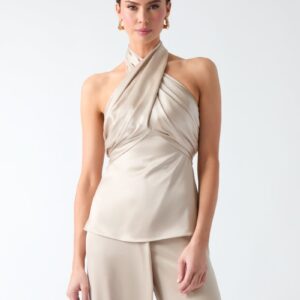 aretha satin crossed top
