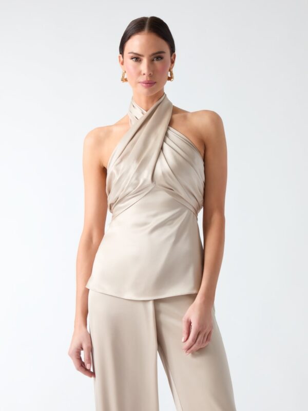 aretha satin crossed top