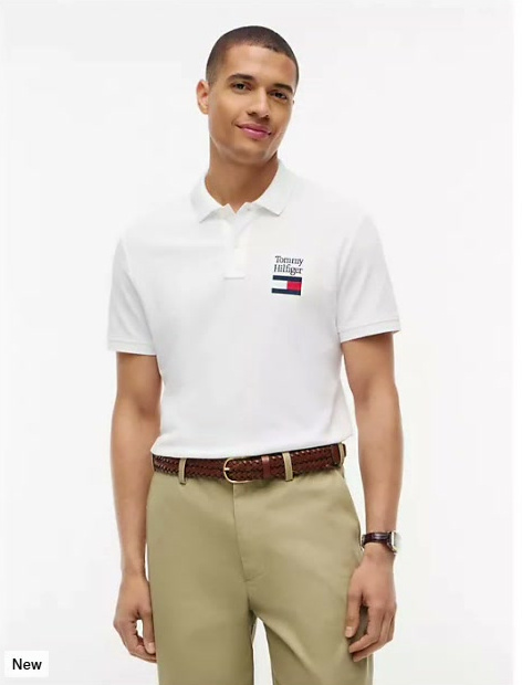 regular fit flag graphic pique polo