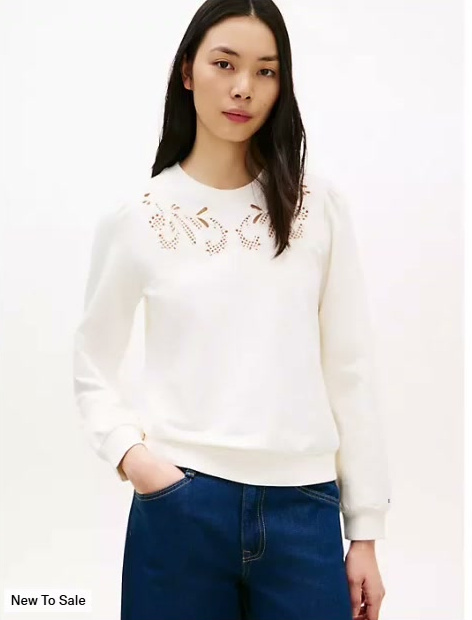 embroidered eyelet sweatshirt