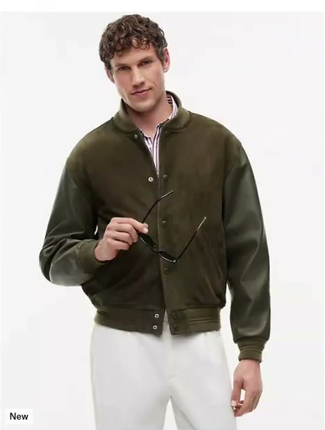 leather and suede varsity jacket