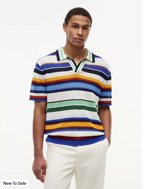 relaxed fit multi stripe sweater polo