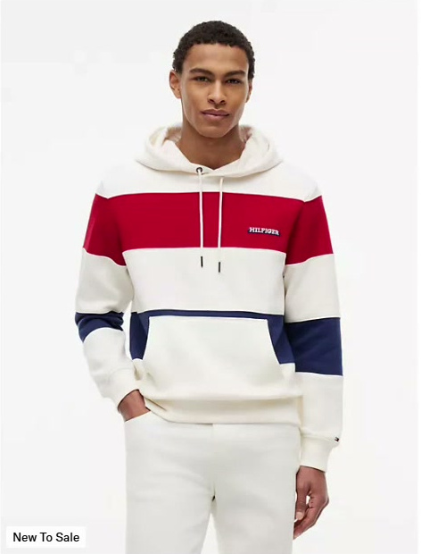 tricolor stripe brushed back hoodie