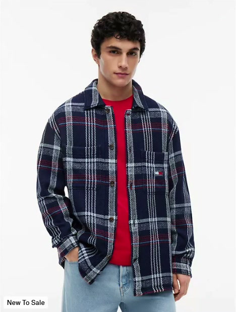 tommy jeans check twill overshirt