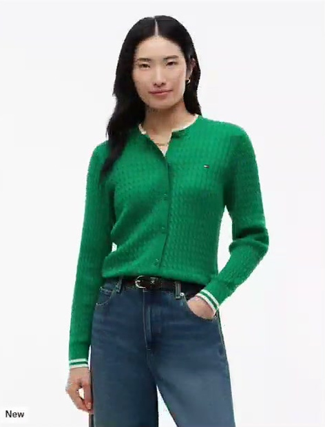 tipped cable knit cardigan