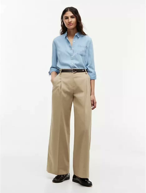 pleated wide leg chino