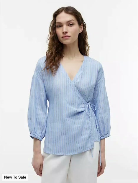 relaxed fit linen side tie blouse