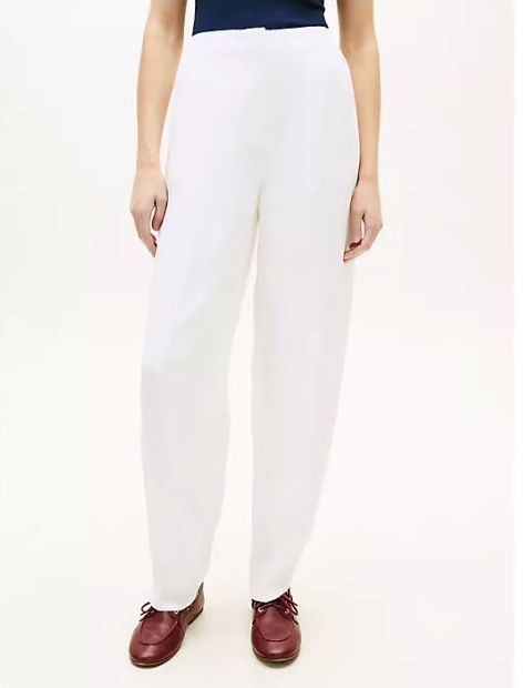 tailored linen blend barrel pant